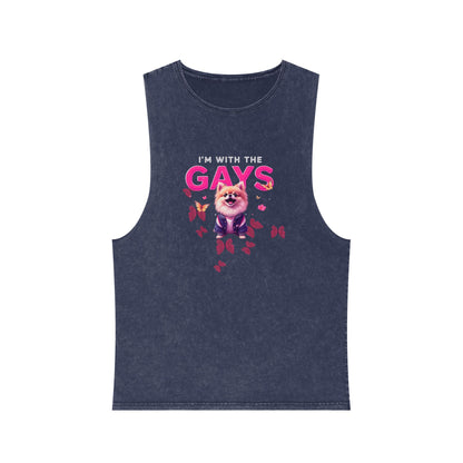 Unisex Stonewash Tank Top - I'm With The Gays | Pride Apparel