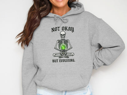 Not Okay But Evolving Skeleton Graphic Hoodie product type