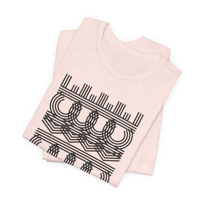 Fuck Ice Abstract Geometric Line Art Tee — Minimalist Black & White Pattern