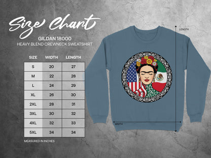Artistic Colorful Sweatshirt Design Size Chart Display