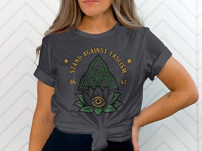 Stand Against Fascism Graphic Tee with Eye Design