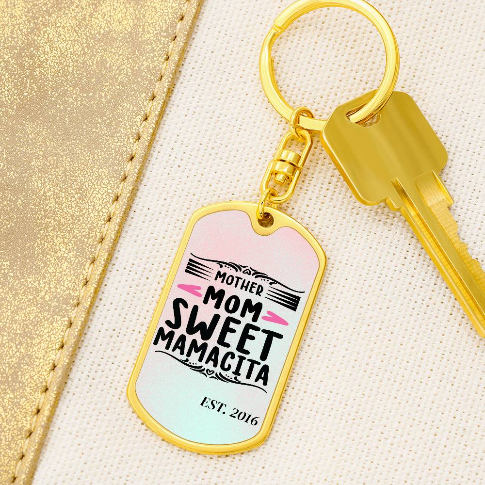 Custom Personalized Gift For Mom, Dog Tag with Swivel Keychain USA Made