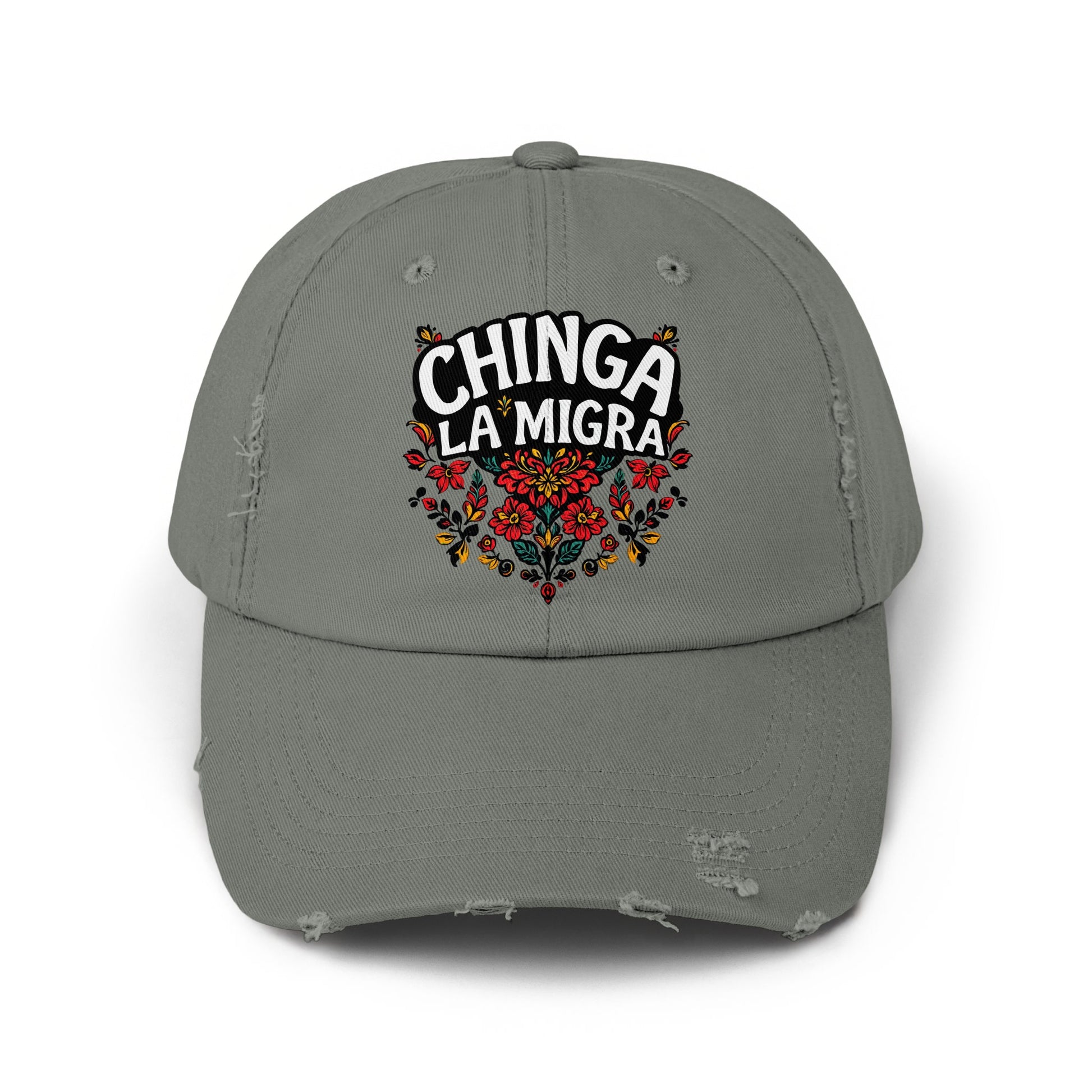 Chinga La Migra Embroidered Grey Hat product type