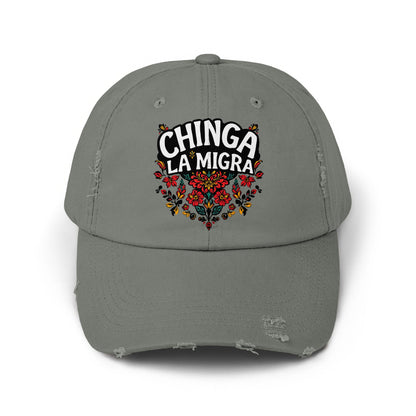 Chinga La Migra Embroidered Grey Hat product type