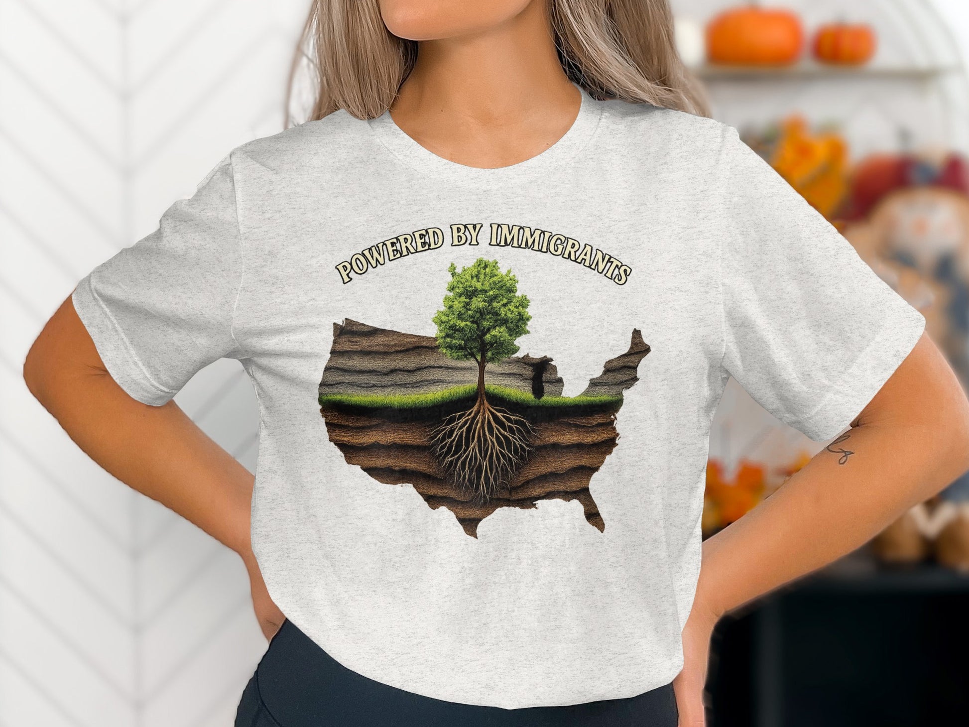 Powered by Immigrants USA Map Graphic Shirt product