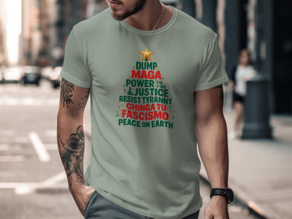 Dump MAGA Power to the Justice Christmas Tree Shirt
