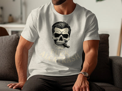 Skull with Slick Hair Smoking Cigar Graphic Tee product