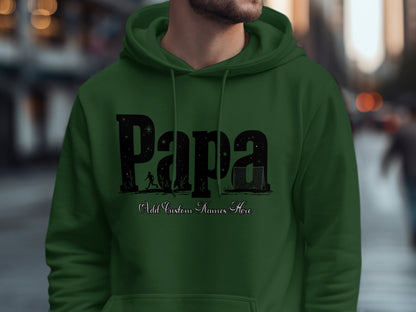 Papa Add Custom Names Here Green Hoodie product