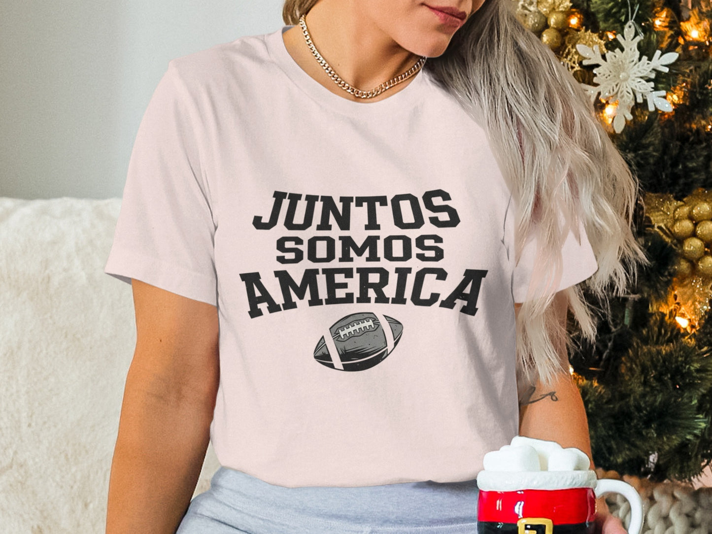 Juntos Somos America Football Design T-Shirt