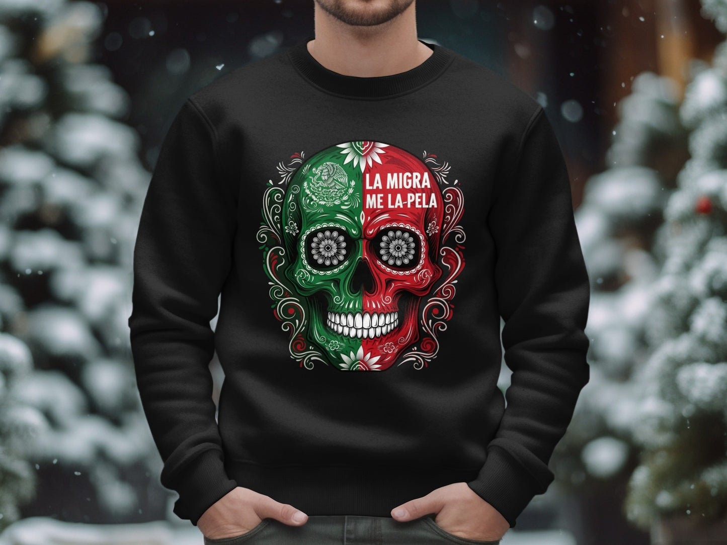 La Migra Me La Pela Skull Design Hoodie product type