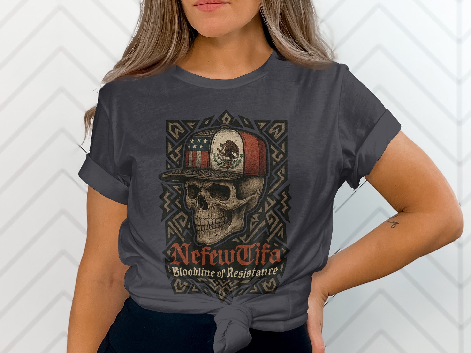 Graphic T-Shirt Featuring Skull with Hat Design