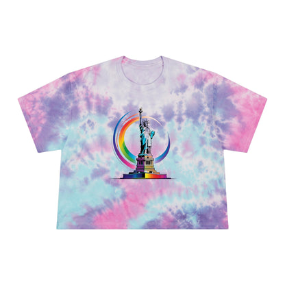 Pride corp tee Women’s Tie-Dye Crop Tee with Liberty Design - Trendy and Stylish Summer Top