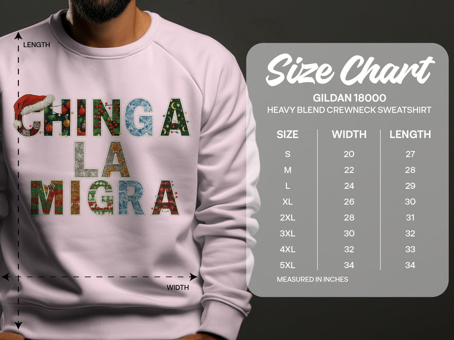 Christmas Chinga La Migra Sweatshirt Gildan 18000 Crewneck