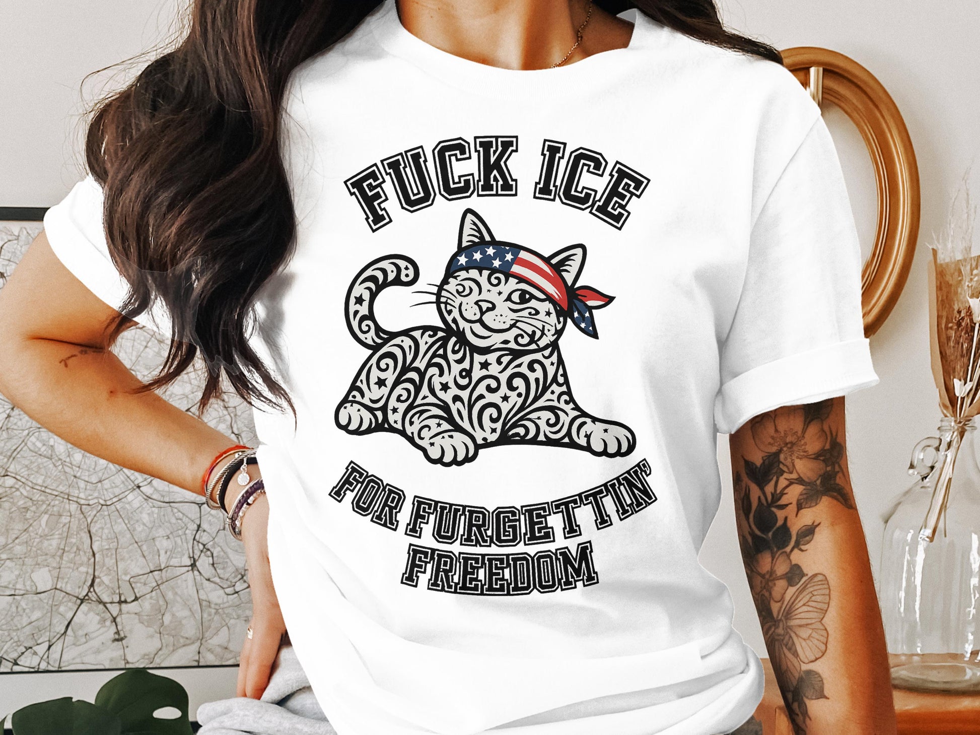 Patriotic Cat Design Statement Shirt Cute Product Type