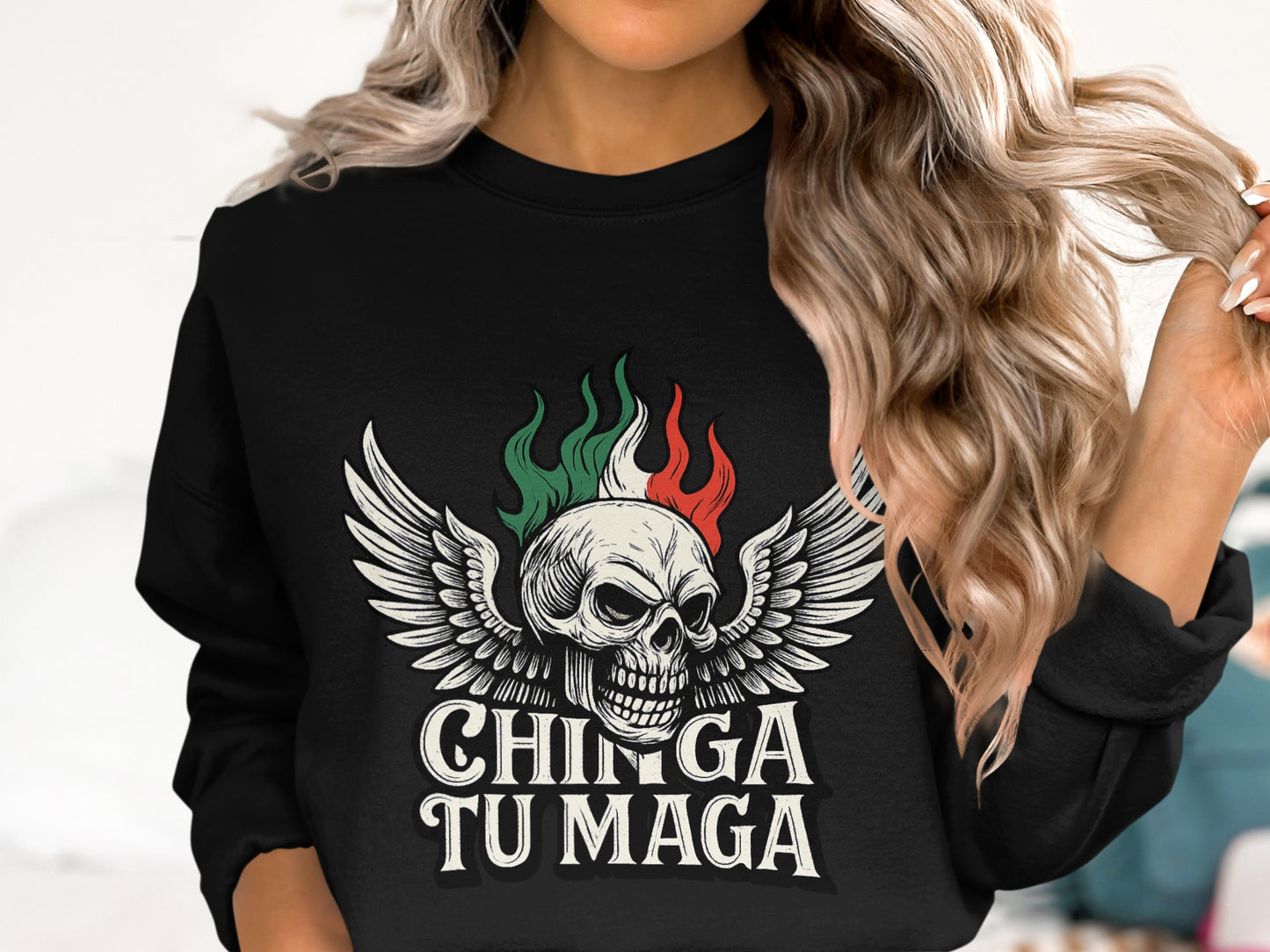 Chinga Tu Maga Skull Graphic Design Sweatshirt product