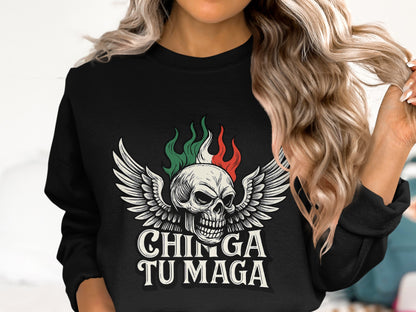 Chinga Tu Maga Skull Graphic Design Sweatshirt product