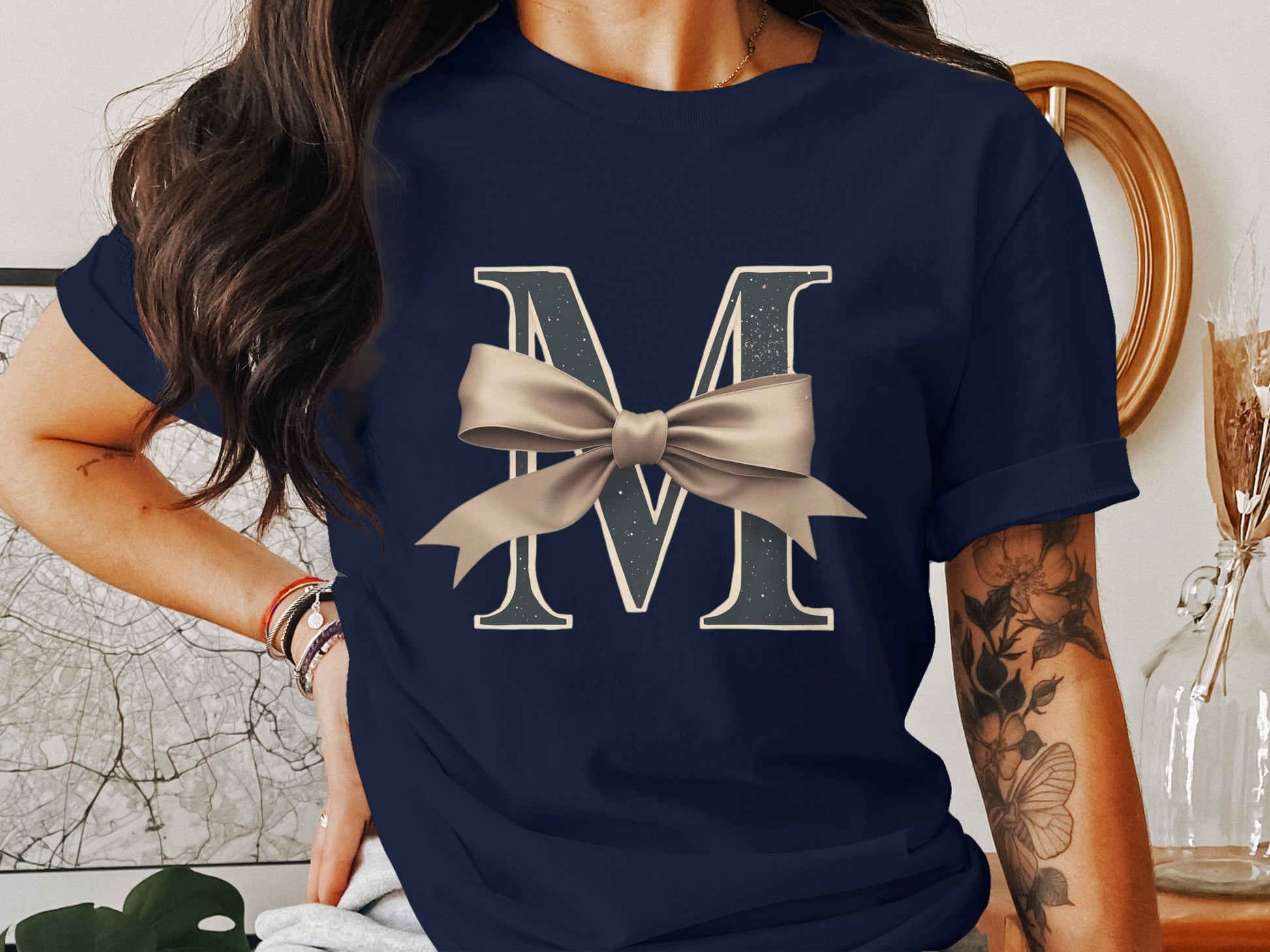 Personalized Initial M Design T-Shirt Casual Product