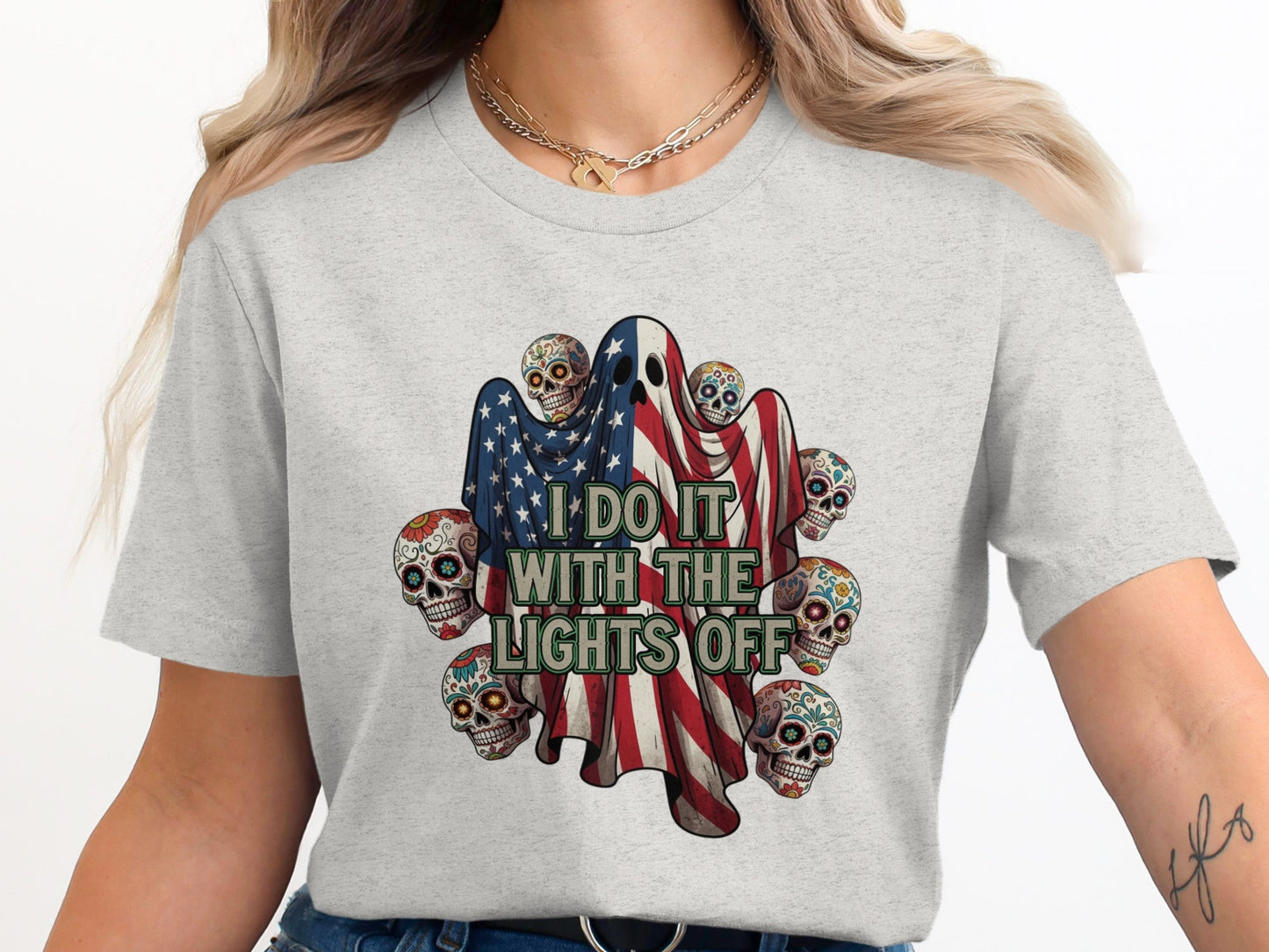 I Do It With The Lights Off Graphic Tee product type