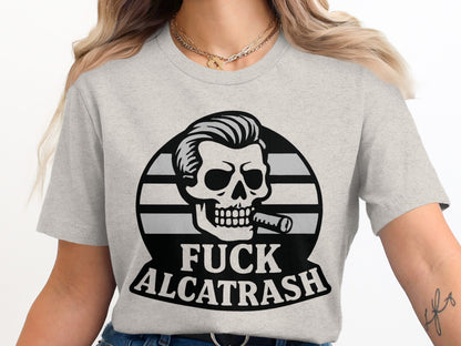 Vintage Skull Design Fuck Alcatrash Graphic T-Shirt