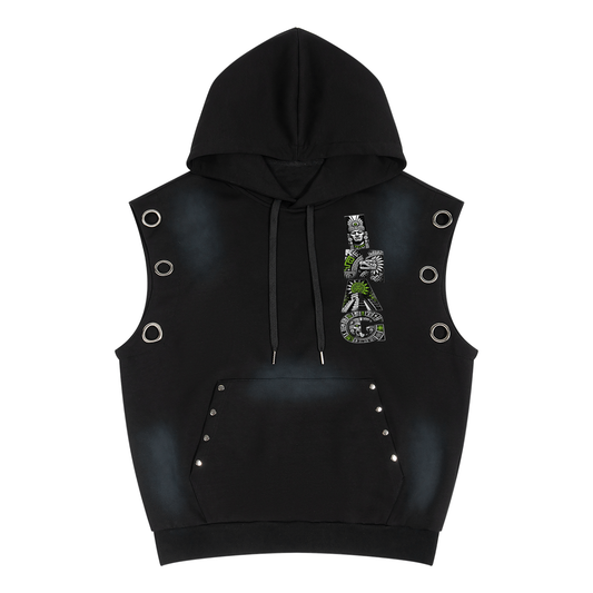 Unisex Vintage Wash Sun Fade Sleeveless Hoodie