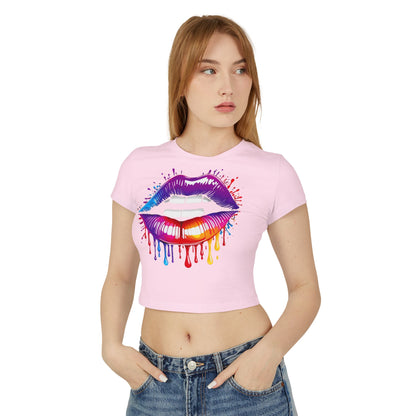 Pride babby tee Colorful Lip Print Women's Baby Tee - Perfect for Casual Outings and Celebrations
