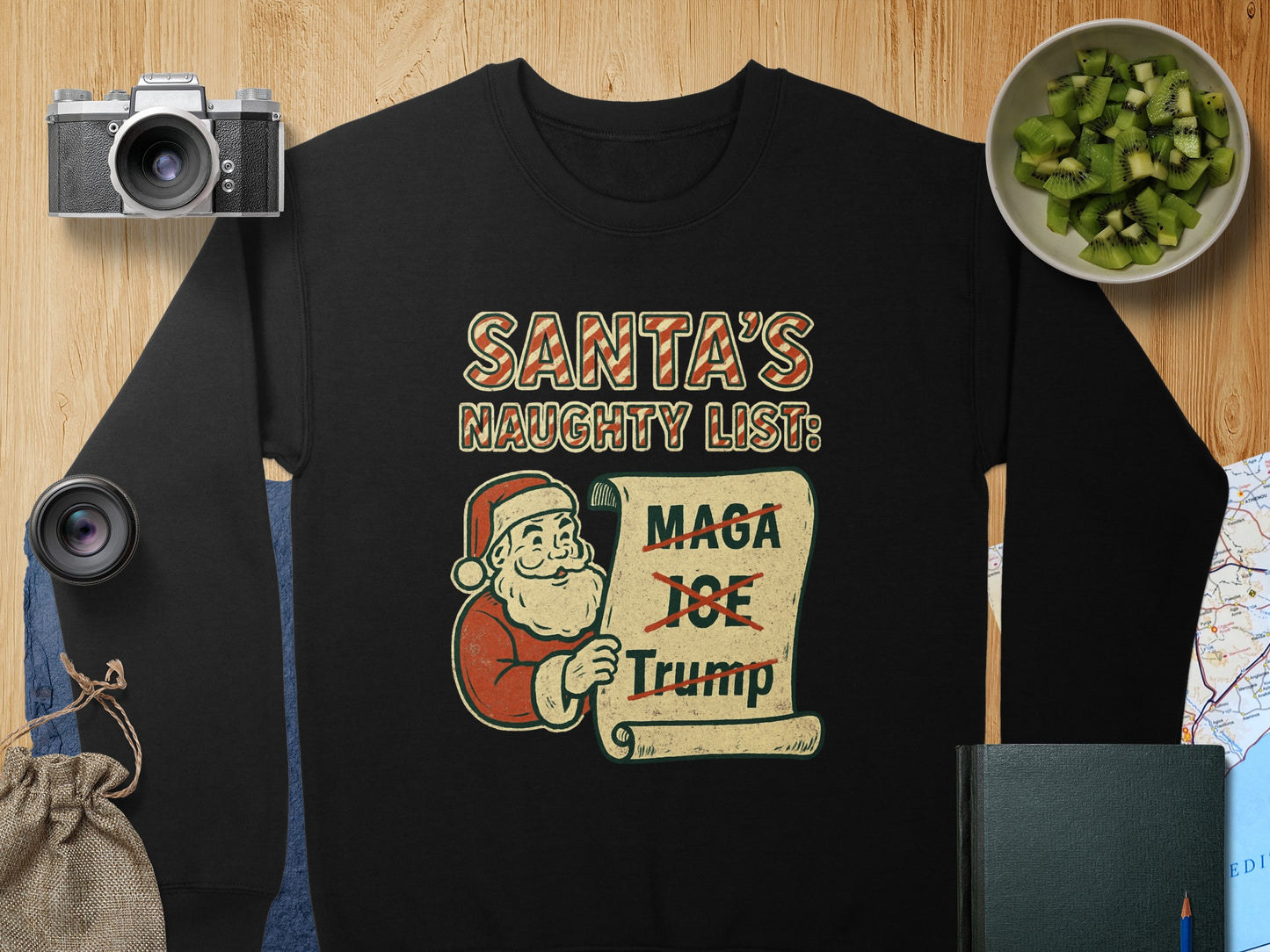 Santa's Naughty List Trump Parody Graphic Sweatshirt