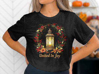 United In Joy Lantern Wreath Graphic T-Shirt