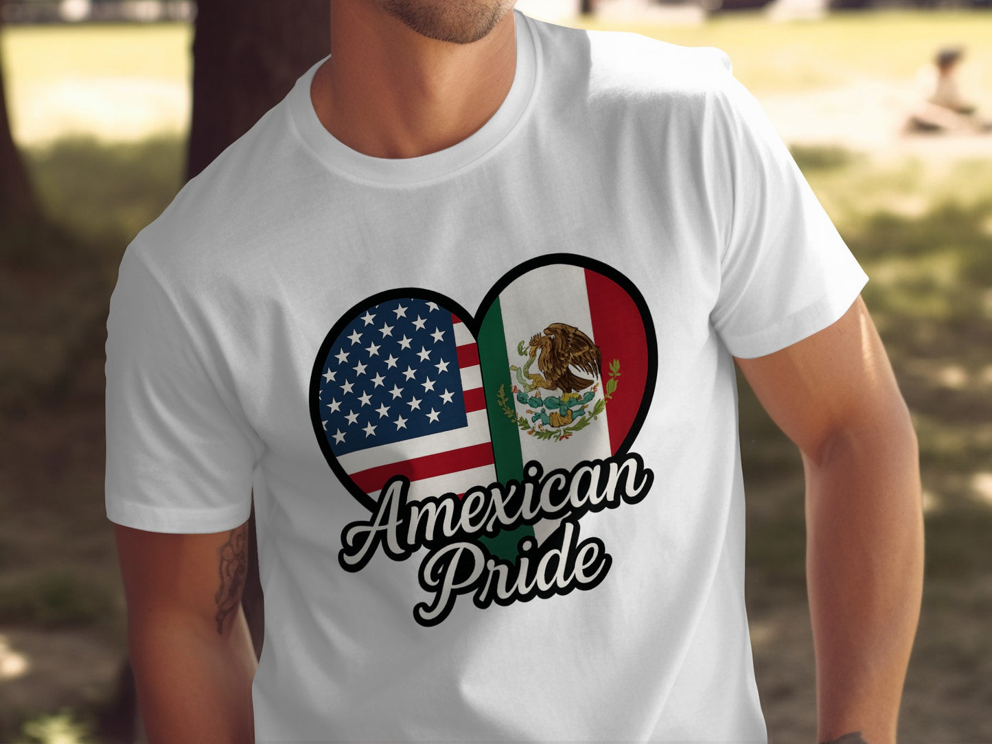 Amexican Pride Heart United States Mexico T Shirt