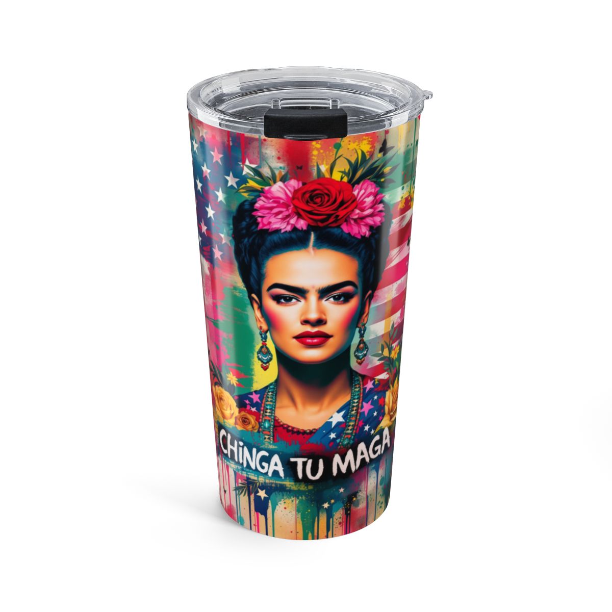 Colorful Frida Kahlo Design Chinga Tu Maga Tumbler