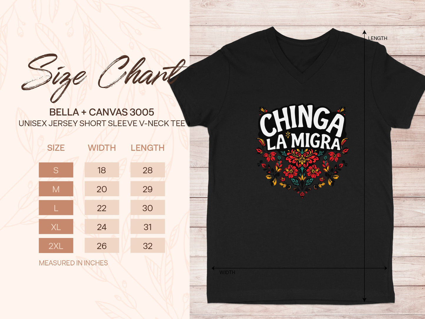 Chinga La Migra Colorful Floral Design T-Shirt product
