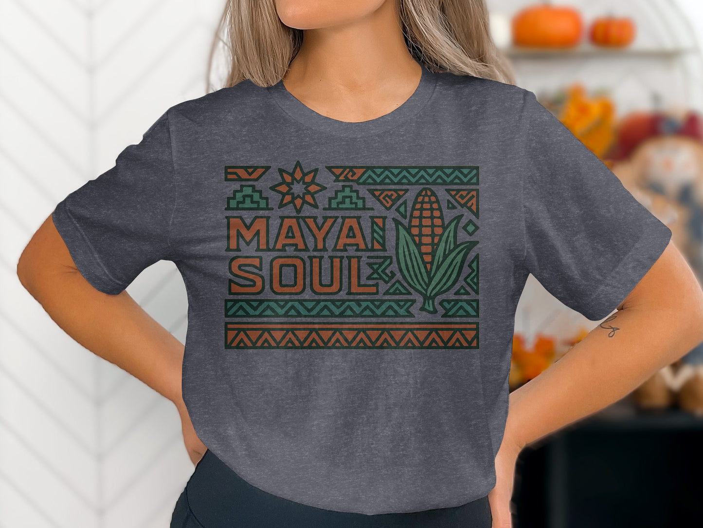 Mayan Soul Graphic T-Shirt with Colorful Design product type
