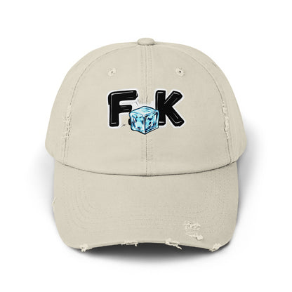 Distressed Beige F with Ice Cube Design Cap product