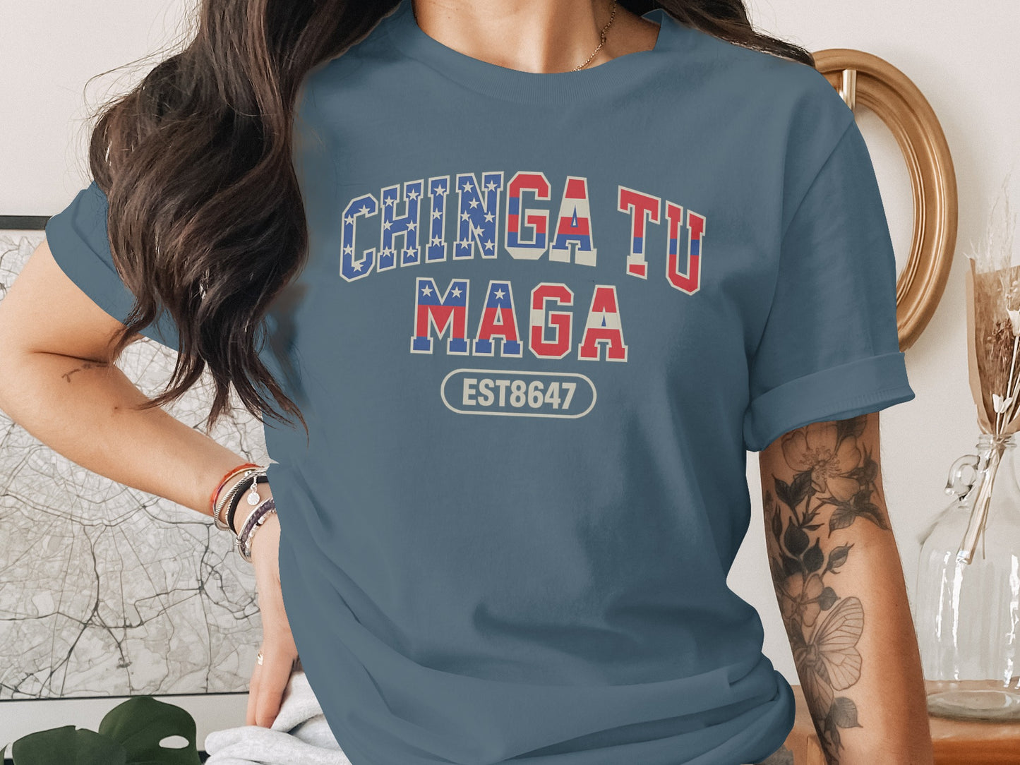Chinga Tu Maga Est8647 Graphic Solid Color Shirt