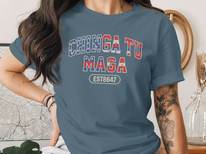 Chinga Tu Maga Est8647 Graphic Solid Color Shirt