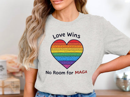 Love Wins Rainbow Heart No Room for MAGA Shirt