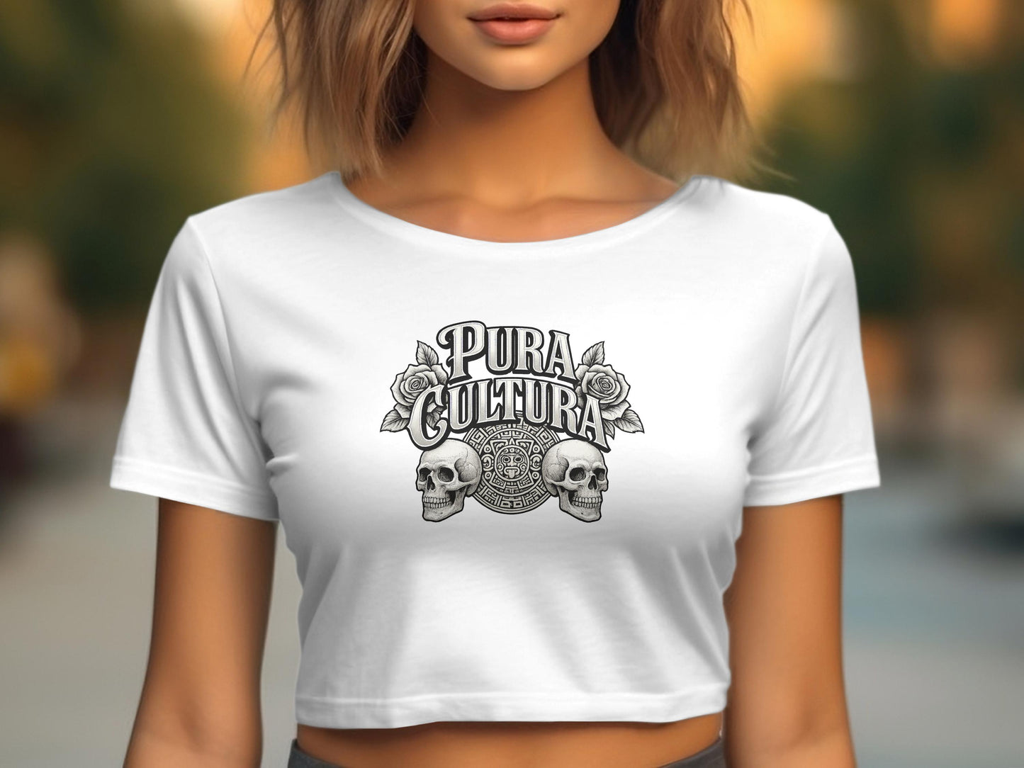 Pura Cultura Skull Graphic White Women's Crop Top product