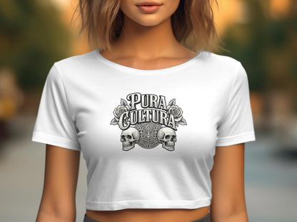 Pura Cultura Skull Graphic White Women's Crop Top product