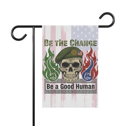 Be the Change Be a Good Human Skull Flag Print