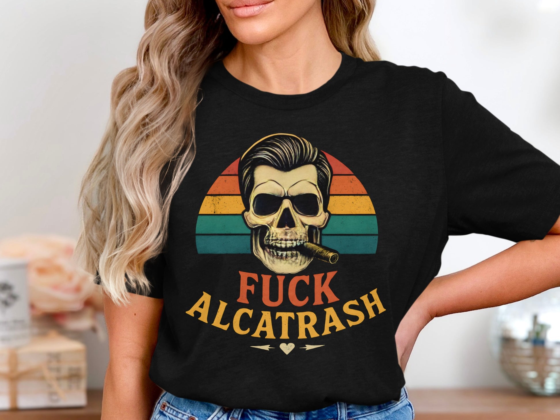Retro Skull with Cigarette Graphic Tee Shirt product type