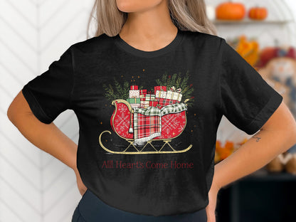 All Hearts Come Home Christmas Sleigh T-Shirt