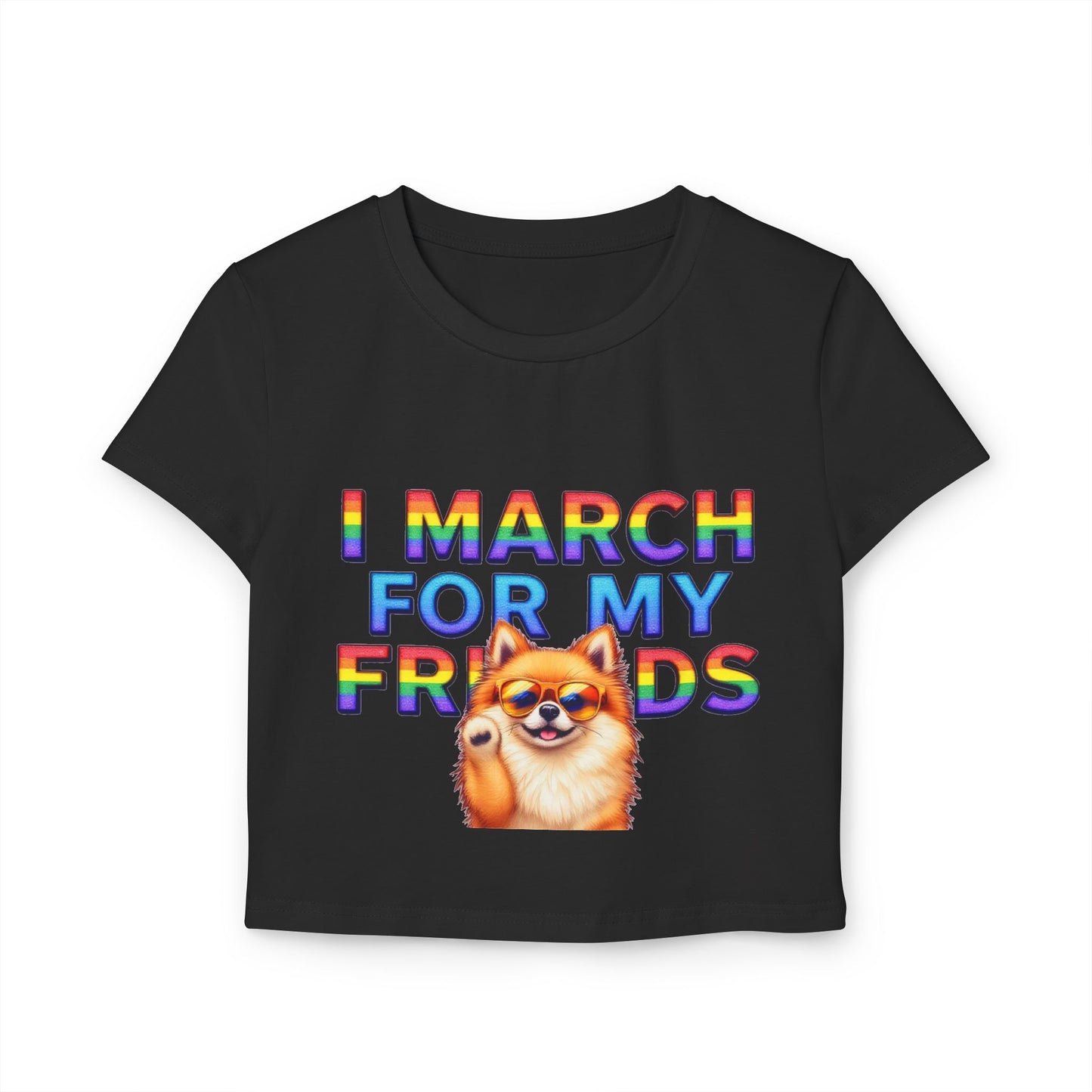 Pride Spirit Women's Baby Tee, LGBTQ+ Pride Shirt, Cute Graphic Tee, Unique Gift for Friends, Rainbow Marching T-Shirt, Fun Summer Top