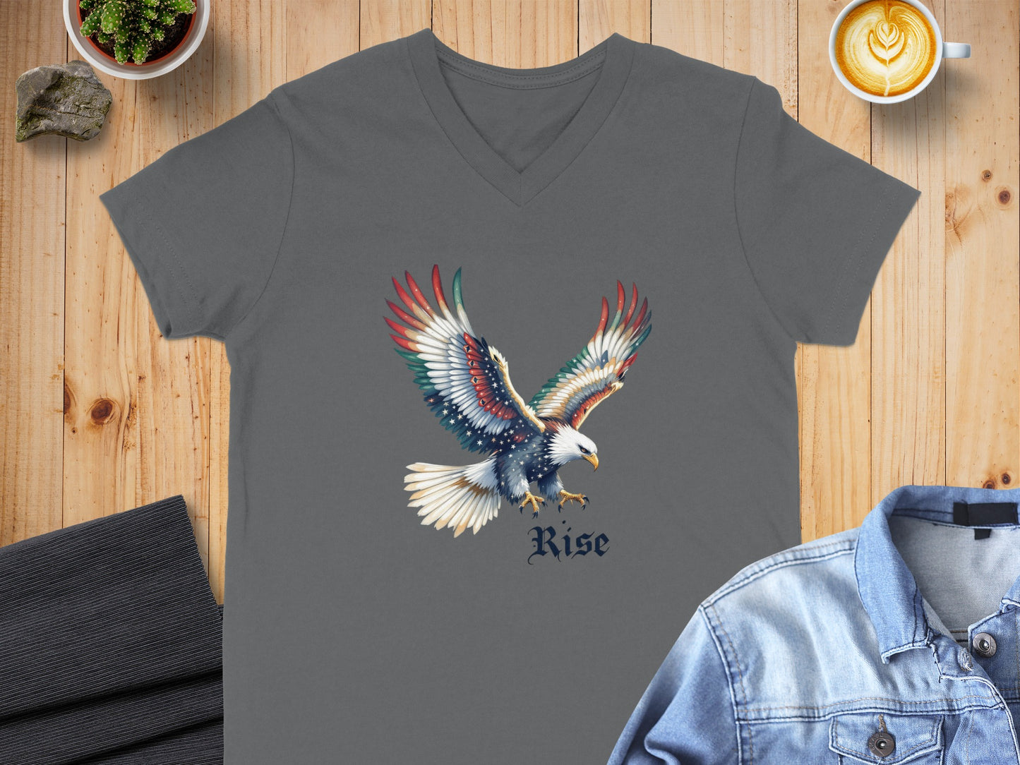 Rise Eagle Graphic V-Neck T-Shirt product type
