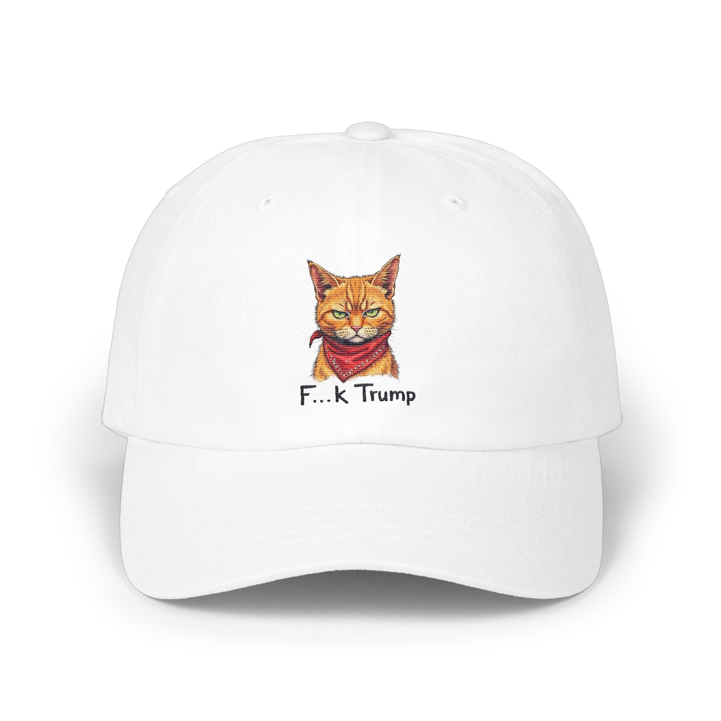 Cat with Bandana and F...k Trump Printed Hat product type
