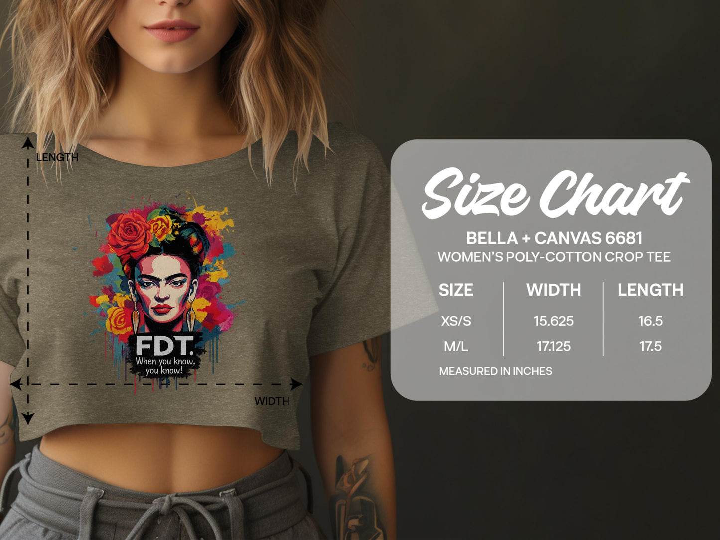 Frida Kahlo Art Women's Poly Cotton Crop Top product