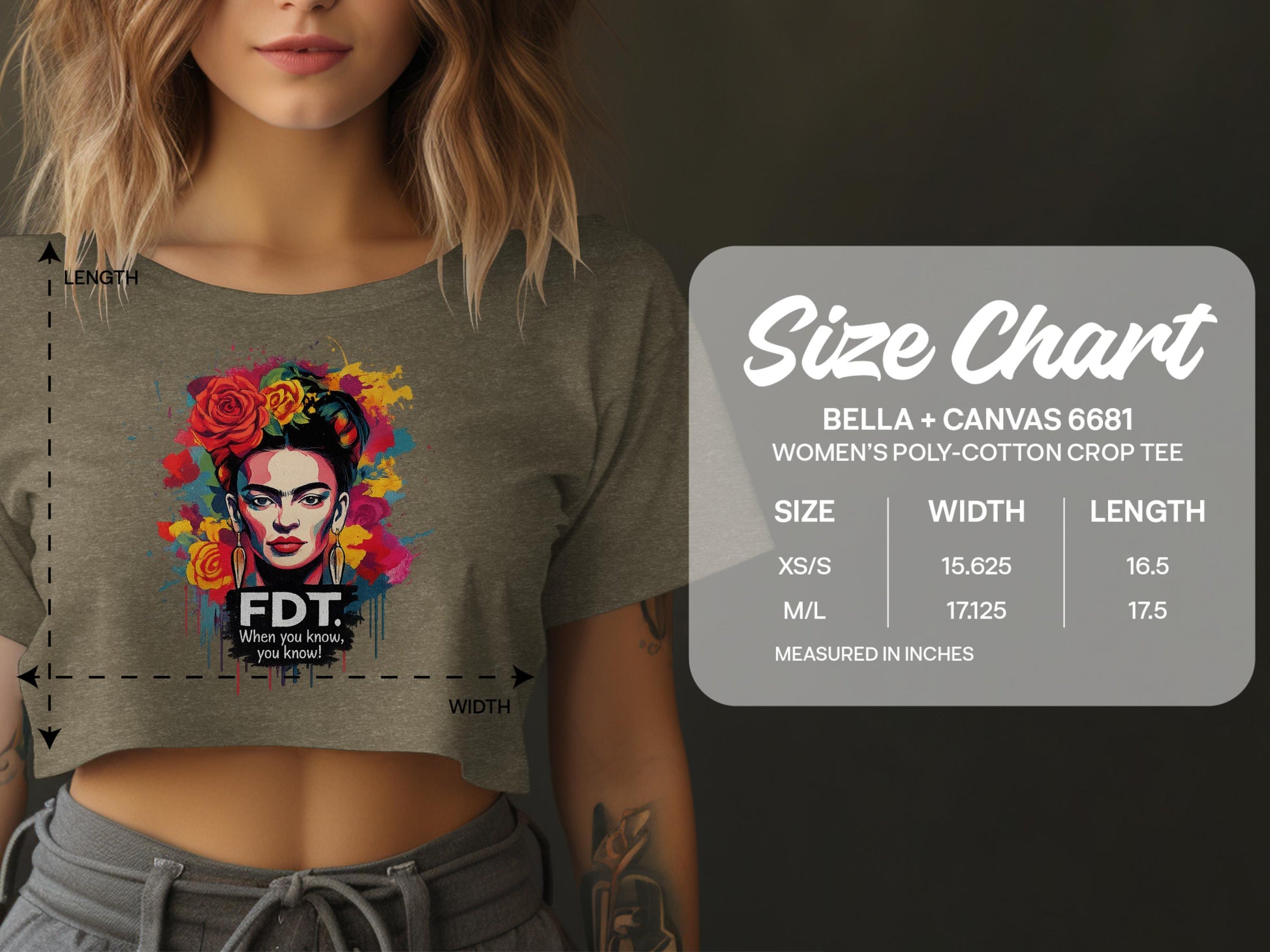 Frida Kahlo Art Women's Poly Cotton Crop Top product