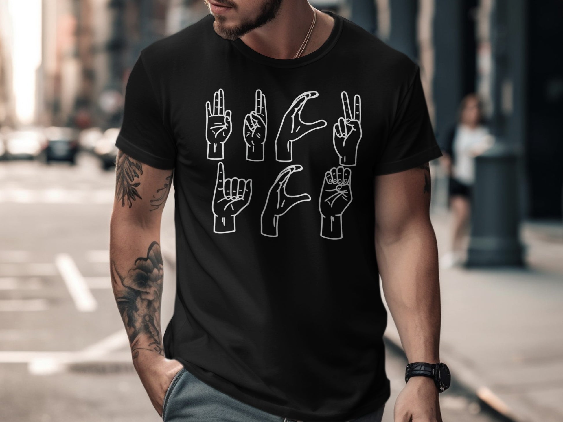 Minimalist Sign Language Graphic Tee Shirt