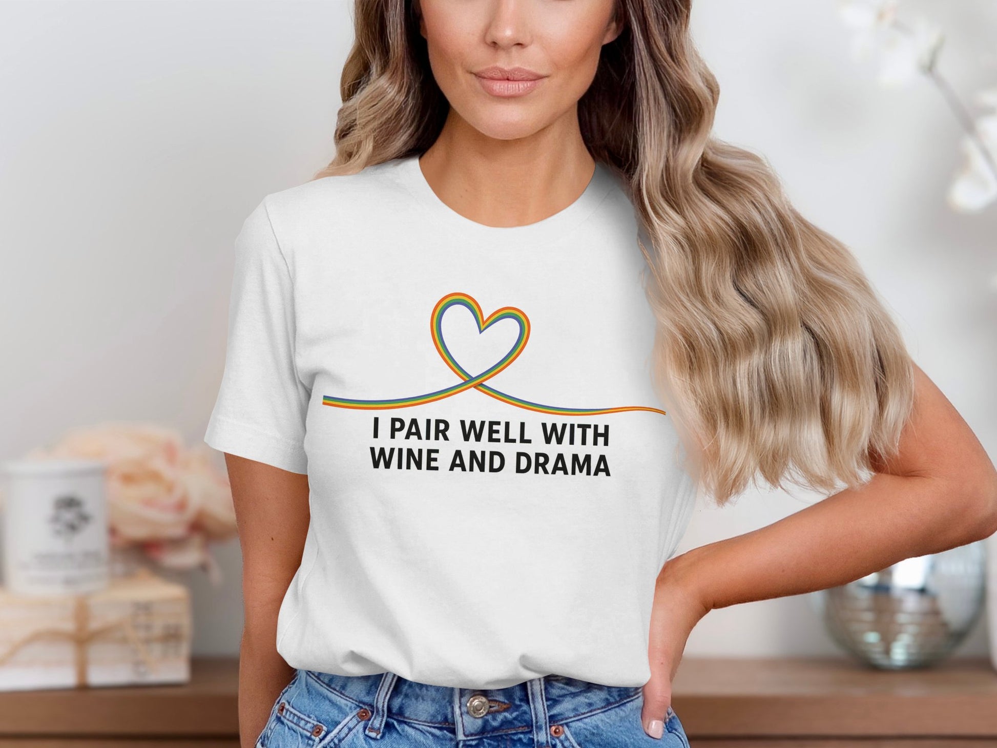 I Pair Well With Wine And Drama T-shirt product type