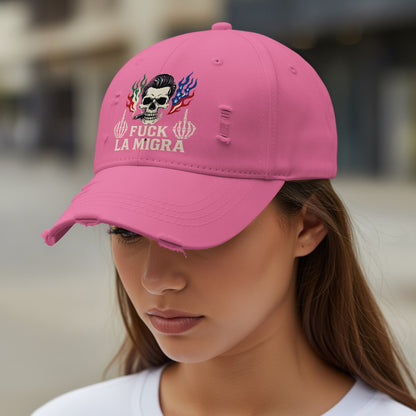 Stylish Pink Embroidered Fuck La Migra Hat product