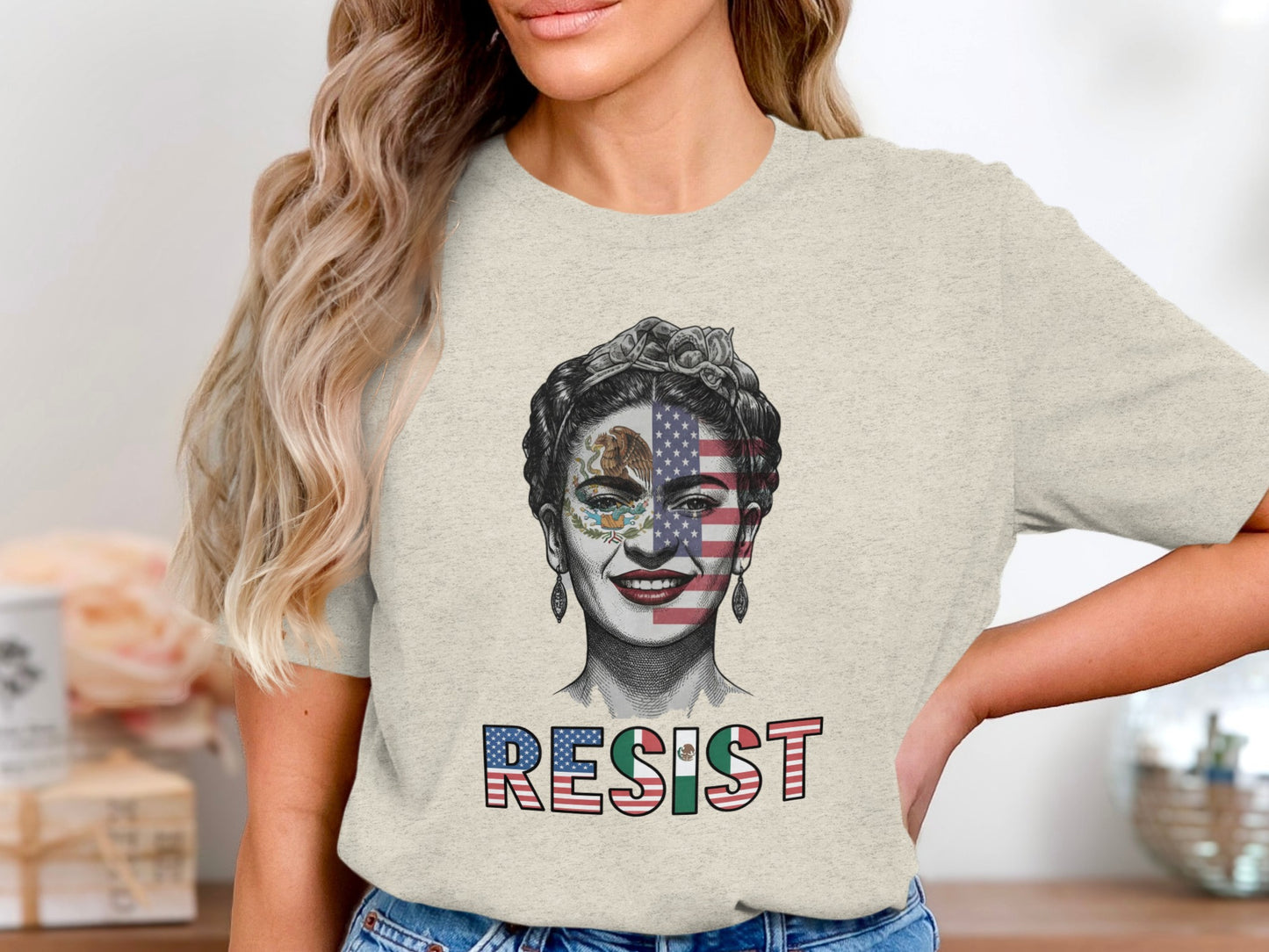 Frida Kahlo Resist Art Graphic Tee Statement product