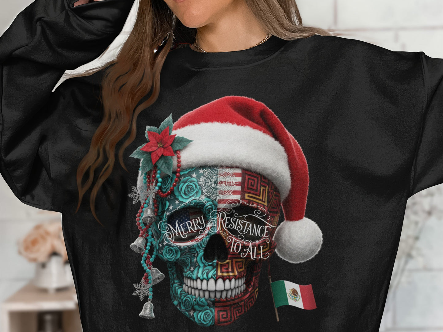 Merry Resistance To All Skull Christmas Sweatshirt